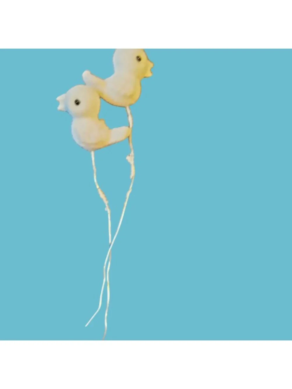 White Flocked Bird Decoration Wire Stem Crafting Floral Design Lot 4